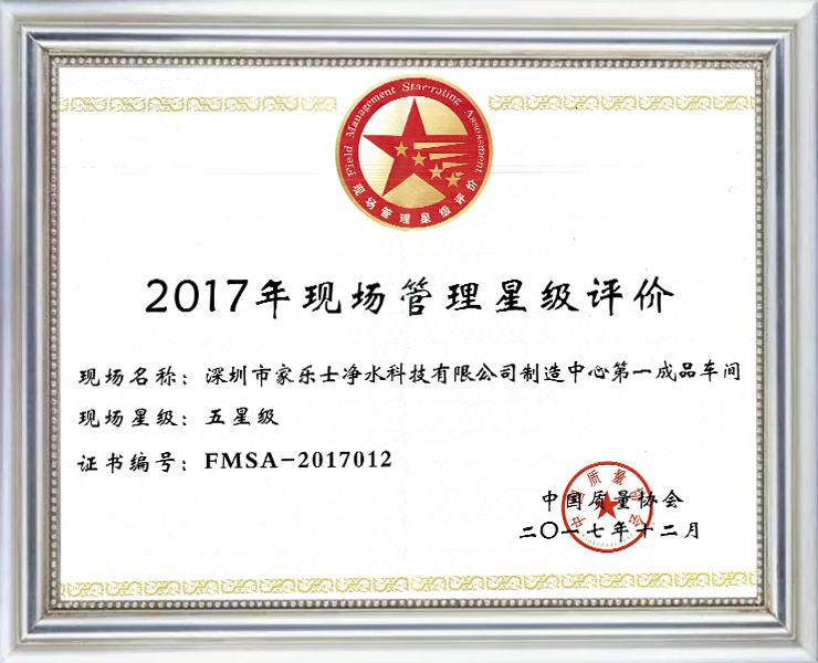 2017现场管理星级评价证书